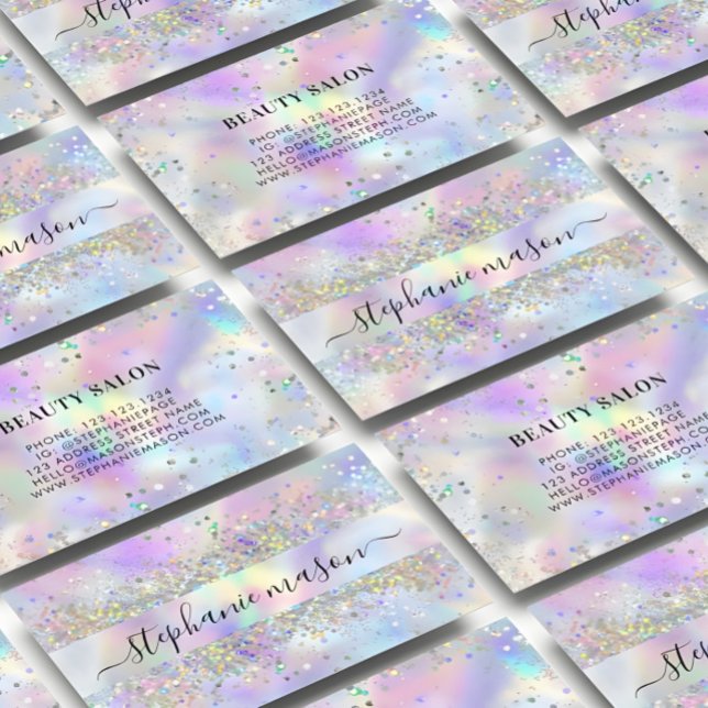 Tarjeta de presentación Holográfica Purpurina Beau (Subido por el creador)