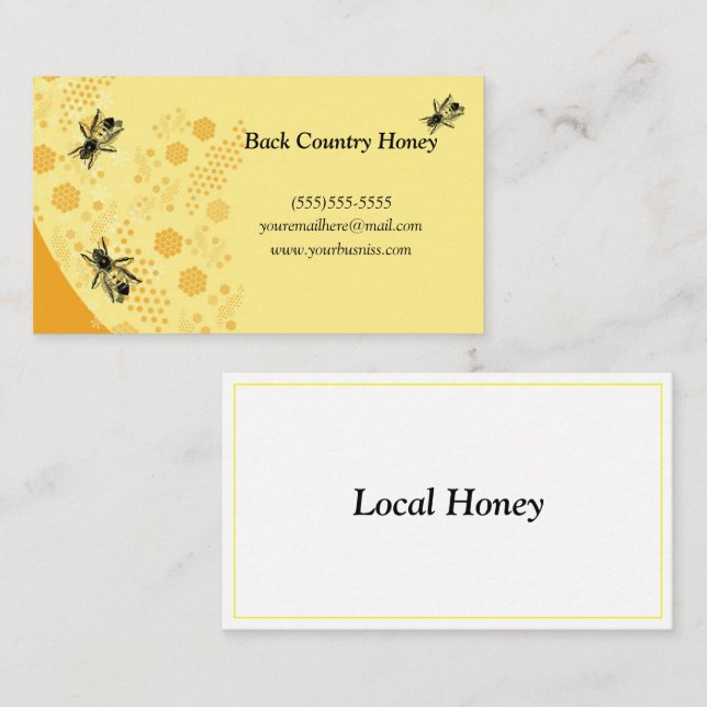 Tarjeta de presentación Honeycomb Honeybee Honey B (Anverso / Reverso)