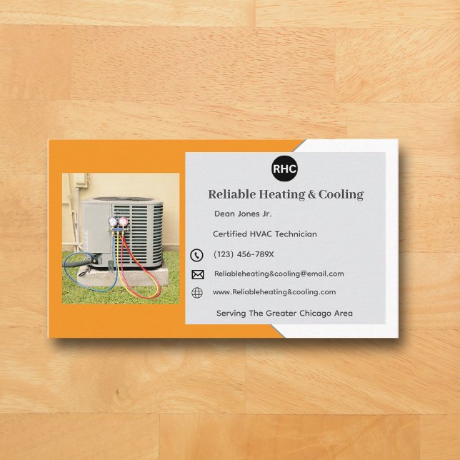 Tarjeta de presentación Hvac de refrigeración de c (Orange AC Business Card )