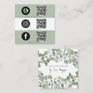 Tarjeta De Presentación Icono triple Código QR Medios sociales Eucalipto
