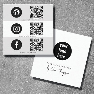 Tarjeta De Presentación Icono triple y código QR Logotipo de medios social