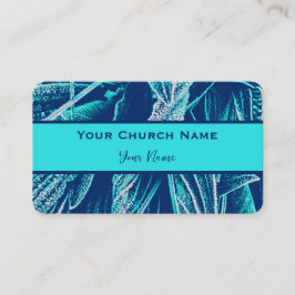 Tarjeta De Presentación Iglesia Personalizado de la Naturaleza Azul y Turq