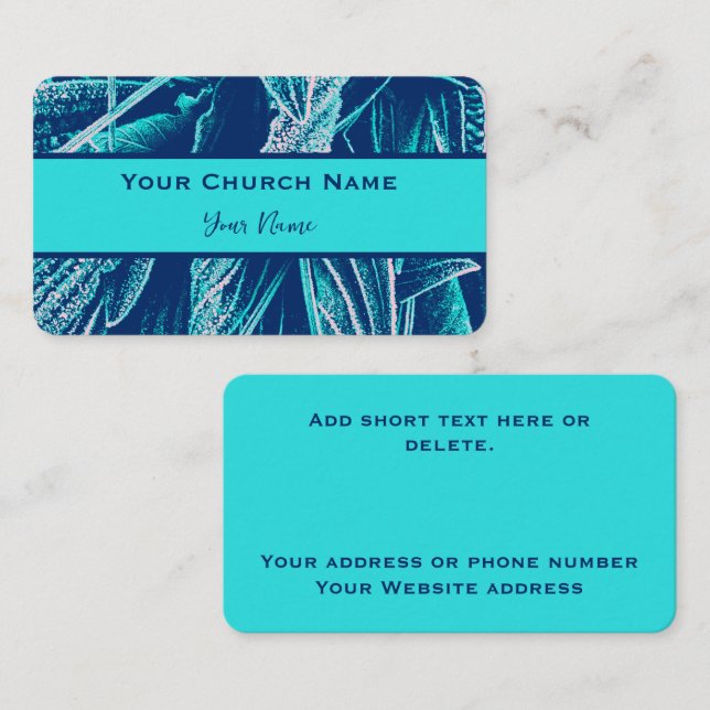 Tarjeta De Presentación Iglesia Personalizado de la Naturaleza Azul y Turq (Anverso / Reverso)