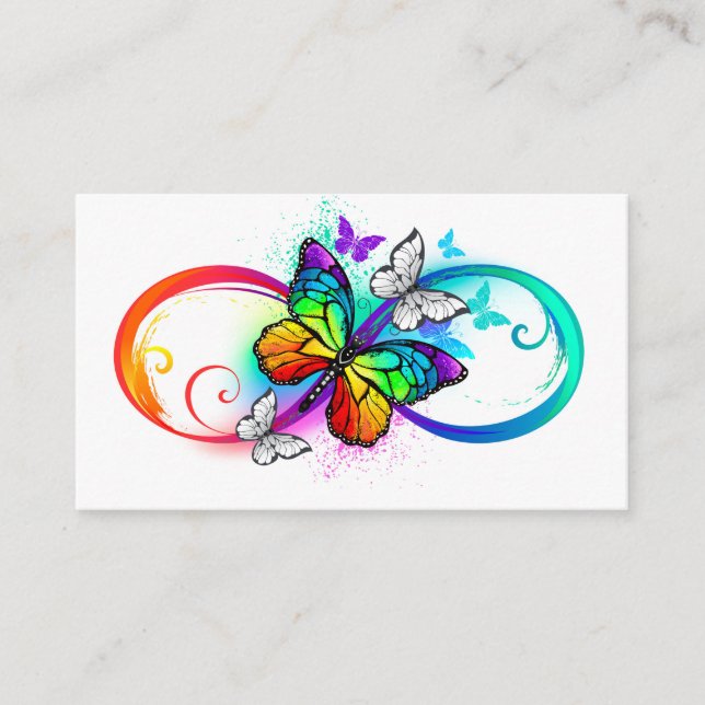 Tarjeta De Presentación Infinidad brillante con la mariposa arcoiris (Anverso)
