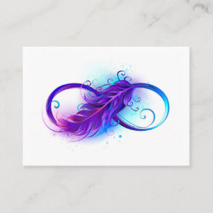 Tarjeta De Presentación Infinito con plumas púrpura