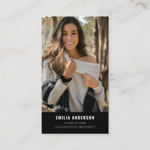Tarjeta De Presentación Información de código QR de foto de graduación neg