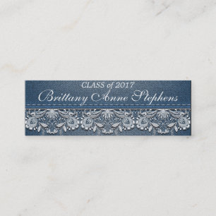 Tarjeta De Presentación Inserción de graduación de encaje blanco y denim