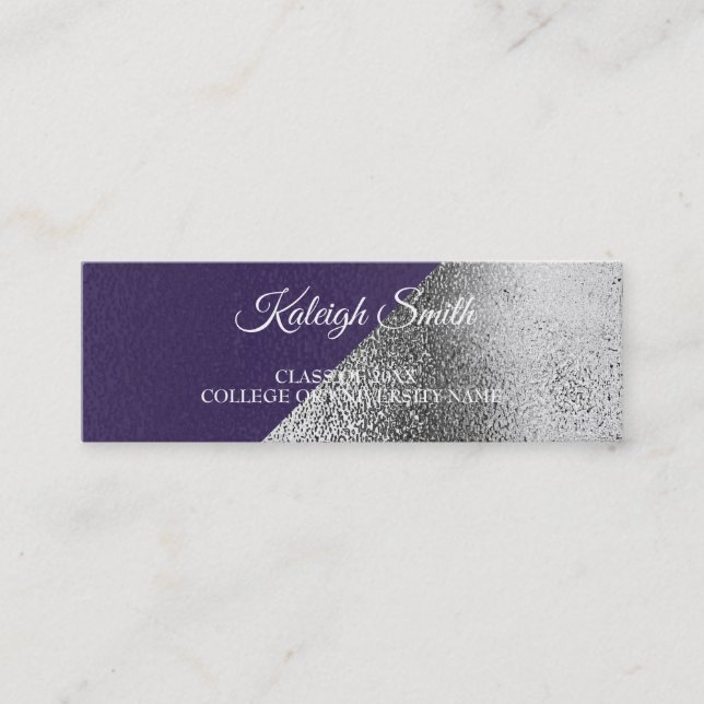 Tarjeta De Presentación Inserción de graduación de plata violeta metálica (Anverso)