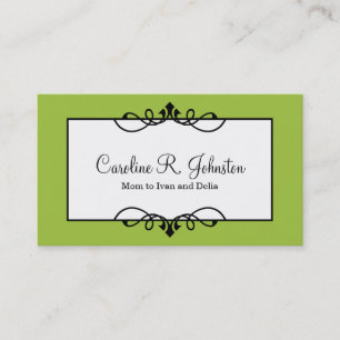 Tarjeta De Presentación Jade green border classic frame personalizado momm