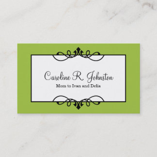 Tarjeta De Presentación Jade green border classic frame personalizado momm