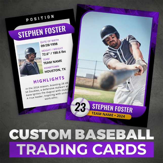 Tarjeta De Presentación Jugador de Béisbol Black Purple Baseball Card (Subido por el creador)