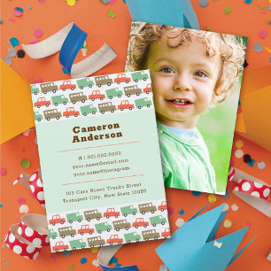 Tarjeta De Presentación Juguetes para Niños Pasteles Retro Autos Perfil Fo