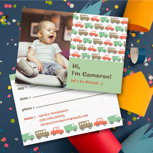 Tarjeta De Presentación Juguetes para Niños Transporte Pastel Fecha de Jue