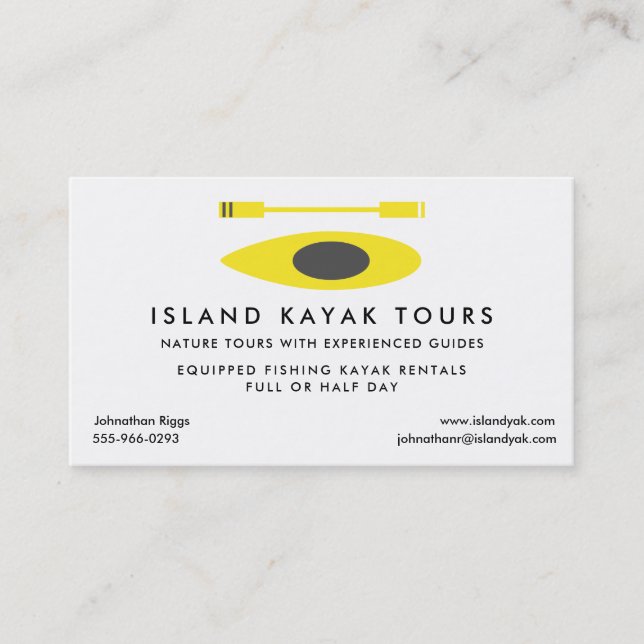 Tarjeta de presentación Kayak Tour (Anverso)