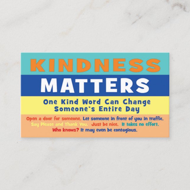 Tarjeta De Presentación Kindness Matters Cards (Anverso)