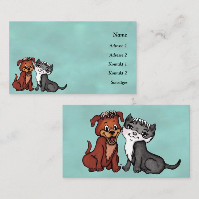 Tarjeta de presentación Kitty and Puppy (Anverso / Reverso)