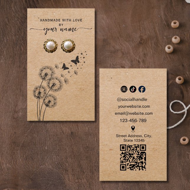 Tarjeta de presentación Kraft floral hecha a mano  (Subido por el creador)