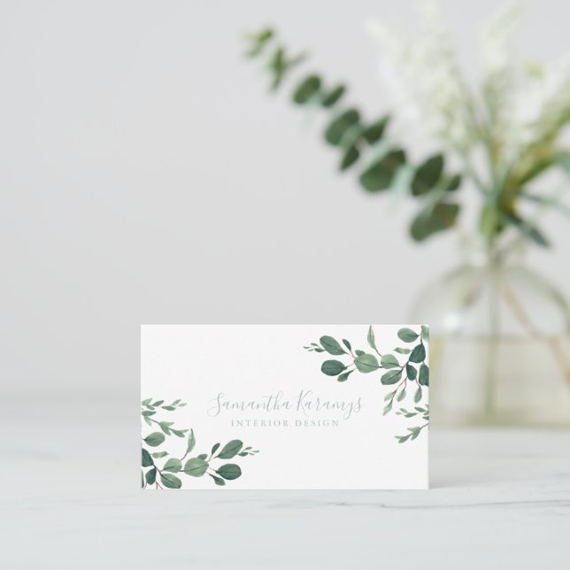 Tarjeta De Presentación La vegetación acuática Eucalyptus deja elegancia (Anverso de pie)