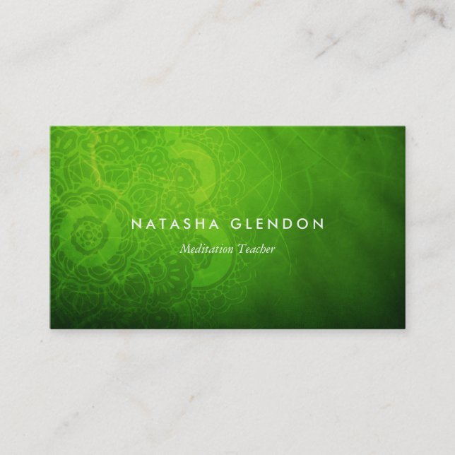 Tarjeta de presentación Leaf Green Mandala Zen (Anverso)