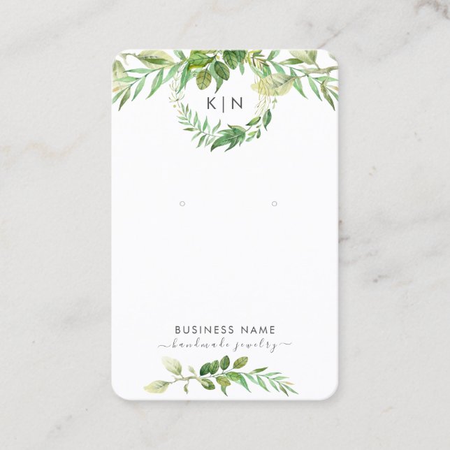 Tarjeta de presentación Leafy Green Monogram Earl (Anverso)
