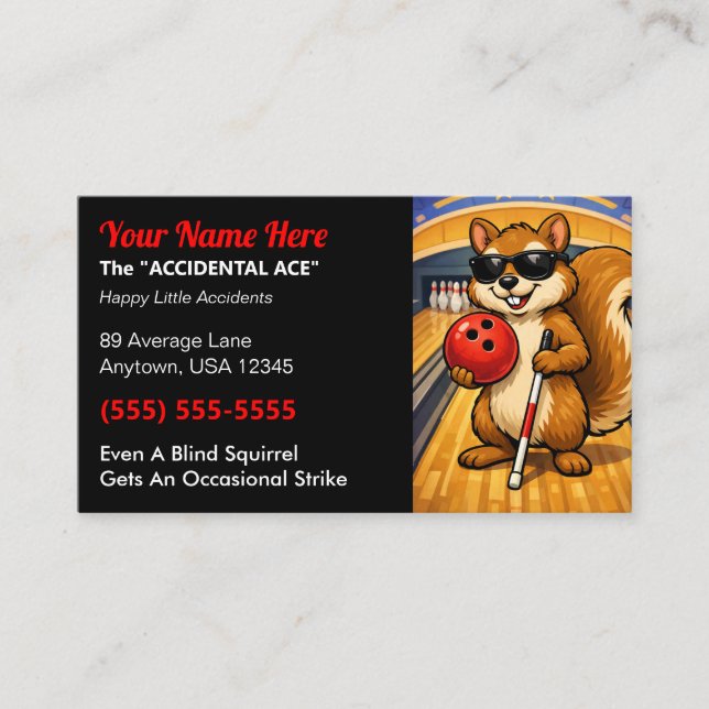 Tarjeta De Presentación League Bowler “The Accidental Ace” Blind Squirrel (Anverso)