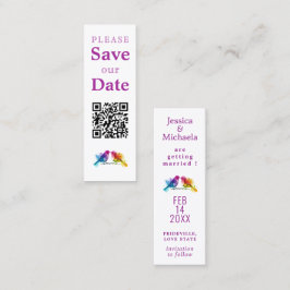 Tarjeta De Presentación LGBTQ+ con código QR Rainbow Lovebirds