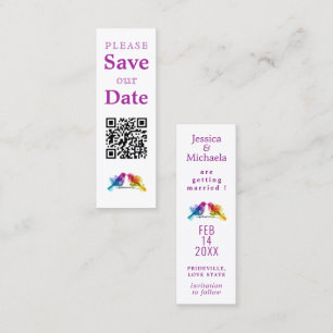 Tarjeta De Presentación LGBTQ+ con código QR Rainbow Lovebirds