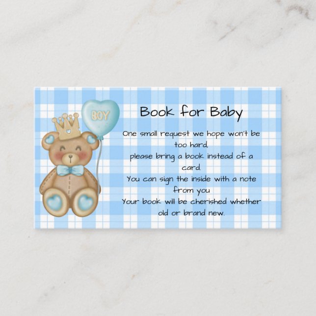 Tarjeta De Presentación Libro para bebé, inserto para fiesta de bebé de os (Anverso)