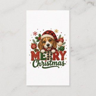 Tarjeta De Presentación Lindo Beagle Feliz Navidad