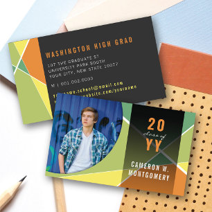 Tarjeta De Presentación Líneas Geométricas con Estilo a lo Cítrico Foto Gr