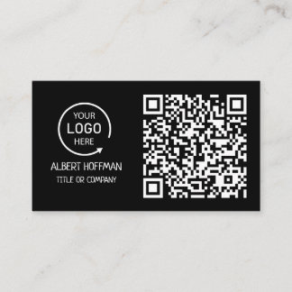 Tarjeta De Presentación Logotipo comercial del código QR | Black Modern Pr