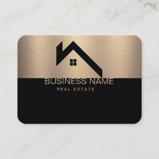 Tarjeta De Presentación Logotipo de casa moderna de bienes raíces negro y