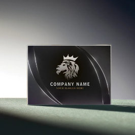 Tarjeta De Presentación Logotipo elegante profesional de León Plateado