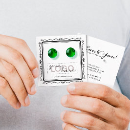 Tarjeta De Presentación Logotipo Stud Earrings Doodle Square Card 03 Pack 