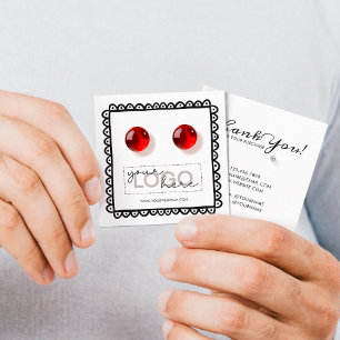 Tarjeta De Presentación Logotipo Stud Earrings Doodle Square Card 10 Pack