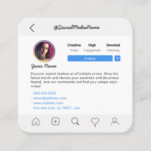 Tarjeta De Presentación Los medios sociales de Instagram nos siguen su per