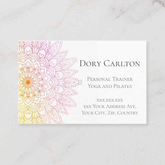 Tarjeta de presentación luminosa Rainbow Mandala (Anverso)