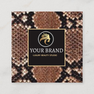 Tarjeta De Presentación Luxury Beauty Salon Brand Brown Snake Skin