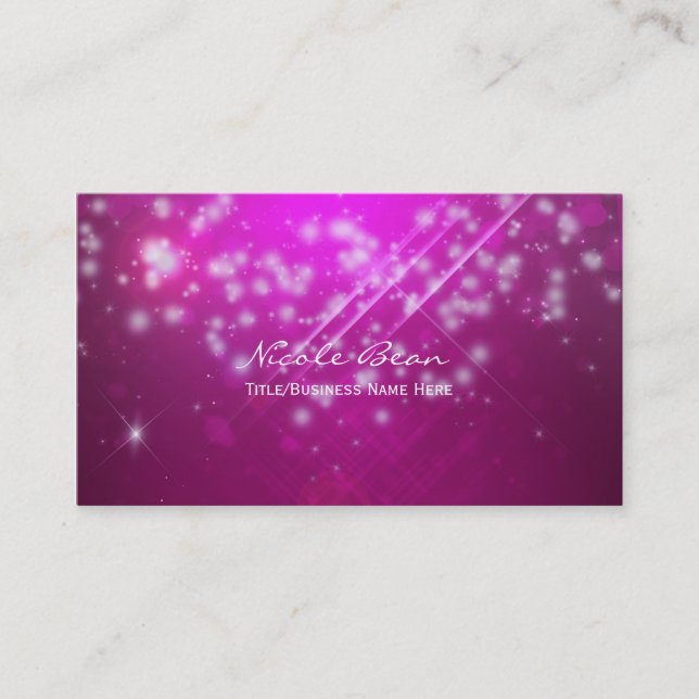Tarjeta de presentación Magenta Pink Sparkle Glamo (Anverso)
