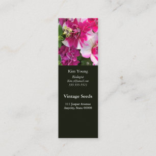 Tarjeta de presentación Magenta y petunias blanca