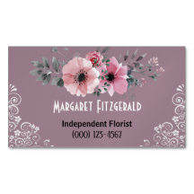 Tarjeta de presentación magnética florista rosa y