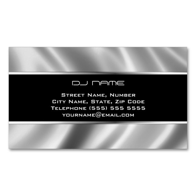 Tarjeta de presentación magnética Silver DJ (Anverso)