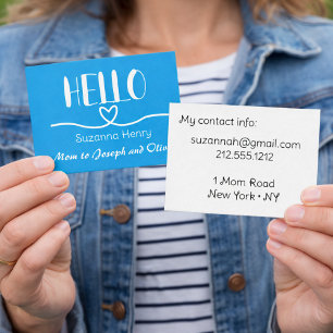 Tarjeta de Presentación Mamá Niño Azul Hola Corazó
