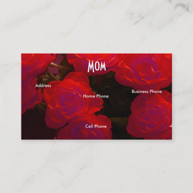 Tarjeta De Presentación Mamá Roses Amarillos Rojos (Anverso)