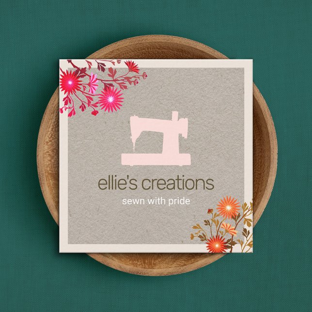 Tarjeta De Presentación Máquina de coser floral Seamstress o sastre Kraft (Subido por el creador)