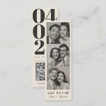 Tarjeta De Presentación Marcador de fotobatón vintage Qrcode Save the Date<br><div class="desc">Código Qrcode de la tipografía con fotobatón vintage Guardar la fecha</div>