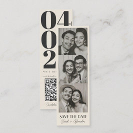 Tarjeta De Presentación Marcador de fotobatón vintage Qrcode Save the Date