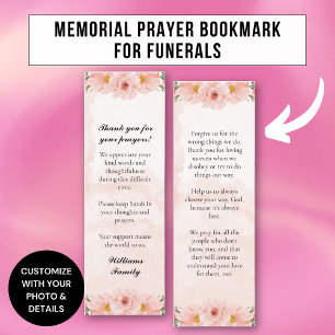 Tarjeta De Presentación Marcapáginas personalizado de oración conmemorativ