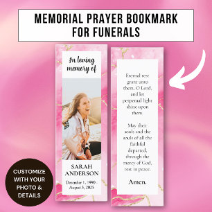 Tarjeta De Presentación Marcapáginas personalizado de oración conmemorativ
