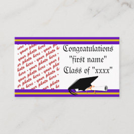 Tarjeta De Presentación Marco de graduación morado y dorado de colores esc